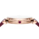 Emporio Armani Gianni T Bar Crystals Maroon Dial Maroon Leather Strap Watch for Women - AR11487